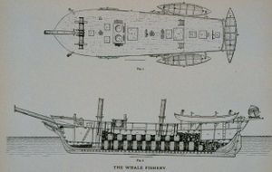 Pianta e sezione di nave baleniera